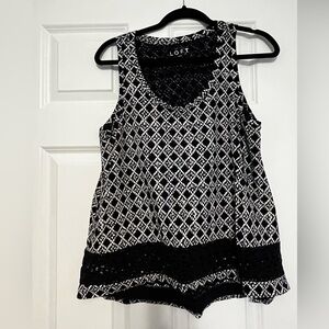 LOFT Geometric Navy and White Tank Top, size L